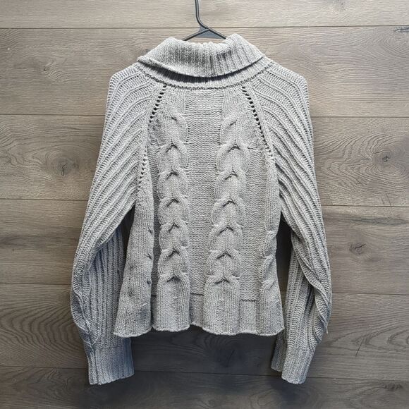 Gray Cable Knit Turtleneck Sweater - Picture 8 of 8